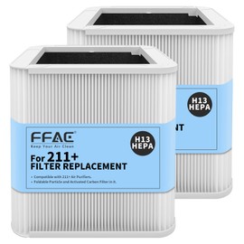 2 Pack 211+ Filter Replacement Compatible with 211+ Air Purifier, 2-In-1 H13 211+ Hepa Filter & Foldable Particle and Activated Carbon Filter