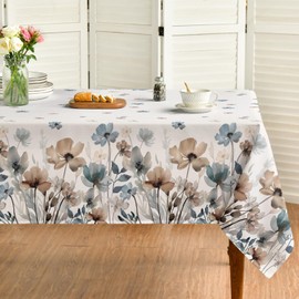 Horaldaily Vintage Tablecloth 60x104 Inch Rectangular, Watercolor Flowers Washable Seasonal Table Cover for Party Picnic Dinner Decor