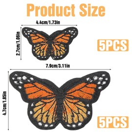 10 PCS Monarch Butterfly Patches, Ymapinc Cute Embroidered Sew On Patches