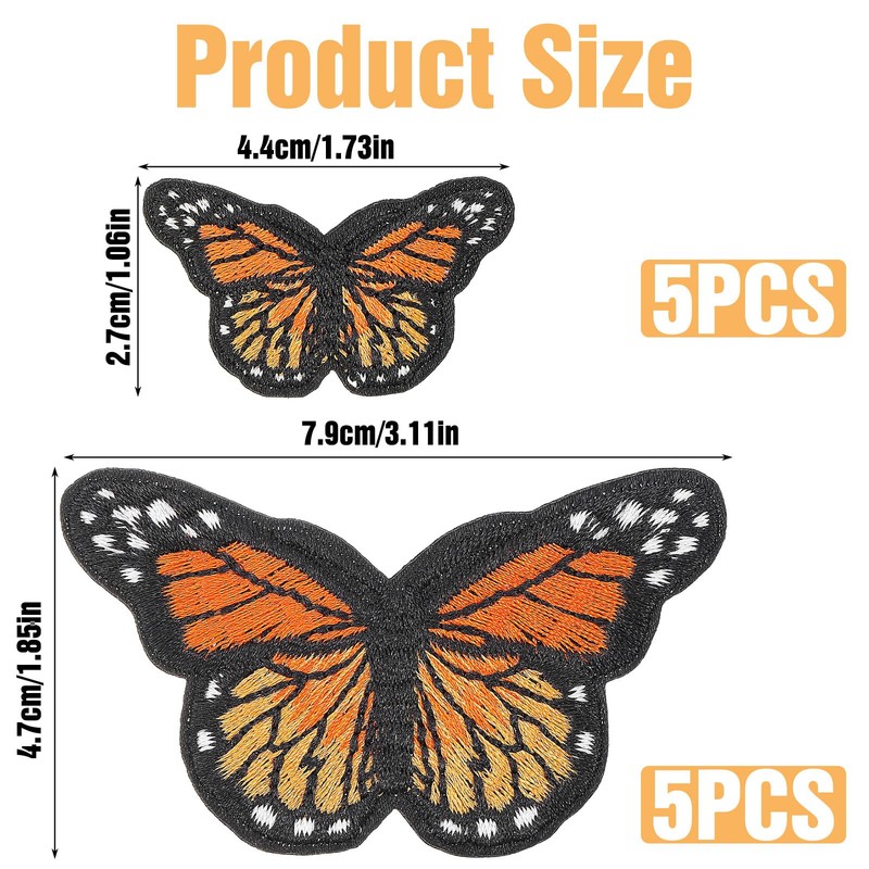 10 PCS Monarch Butterfly Patches, Ymapinc Cute Embroidered Sew On