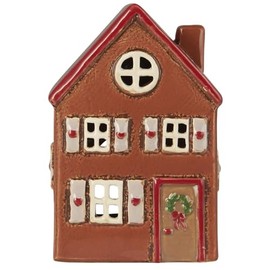 IB Laursen Stillenat Light House Red Roof White Shutters 15 cm Tea Light Ceramic