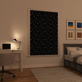 Sun Zero Lights Out Portable Travel 100% Blackout Suction Cup Curtain Panel, 50" x 78", Stars