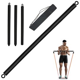 1m Resistance Band Bar Detachable 3 Sections Pilates Bar Heavy-duty Resistance Bar with Storage Bag for Home Gym Fitness Workout Equipment