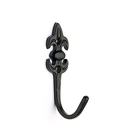 Merriway BH03978 (2 Pcs) Fleur-de-Lys Design Curtain Drapery Tie Back Hold Back Hooks 75mm 3 inch Black - Pack of 2 Pieces
