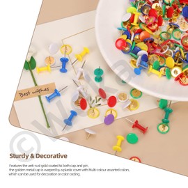 Wokape 1000 Pieces Colourful Thumbtacks Kit, Colours Plastic Roundness Push Pins, Bulletin Board Tack, Plastic Head Push Pins, Colourful Thumb Tacks, Multicoloured Pushpin Set for Office, School