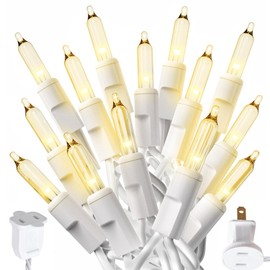 PREXTEX 100-Count Warm White Christmas Lights - 20 ft Clear StringLights on White Wire - Incandescent Xmas TreeLights for Indoor and Outdoor Decorations