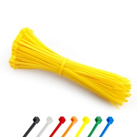 Abacus Range Small Cable Ties 2.5mm x 100mm, Pack of 100, Secure Self-Locking, 4” Nylon Zip Ties, High Tensile Strength Premium Yellow Cable Tie for Home, Office, Cables, Wires, Garden, DIY Projects