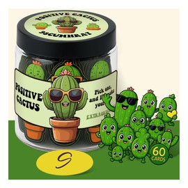 60 Positive Cactus Cards, Succulent, Positive Pickle Gifts for Women, Funny Pickle Gifts, Valentines Cards, Christmas Female - Birthday (Positive Cactus)