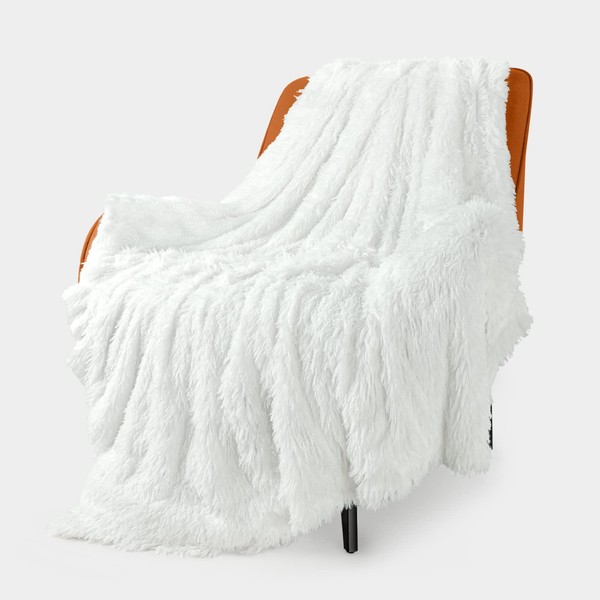 TOONOW Extra Soft Fuzzy Faux Fur Throw Blanket 50"x60", Reversible