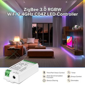 BTF-LIGHTING C04Z RGBW Zigbee 3.0 LED Controller for FCOB RGBW 5050 4in1 RGBW LED Strip Voice Control Dimming Compatible with Echo Plus Echo(4th Gen) Philip H-UE Home-kit Gateway(Not Content Gateway)