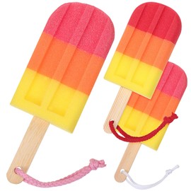 Baluue 3 Pack Bath Sponge Brush Set Body Scrubber for Shower Gentle Sponge Material Ice Shape Design Back Scrubber for Family Use