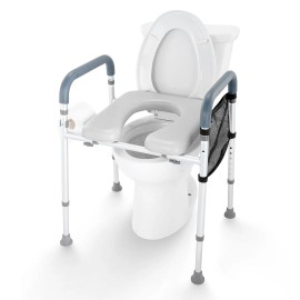 19.3\"-25.2\" Height Adjustable 7-Position Comfort Padded Aluminum Frame Toilet Seat 350lbs Capacity Bathroom Safety EquipmentDefault: Default
