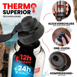 HUSKY ICE Stainless Steel Water Bottle with Carry Bag – 700 ml BPA-Free, Leak-Proof and Dishwasher-safe Thermal Insulated Flask – Thermos Flask Double Walled Sports Outdoor (Silver Edition)