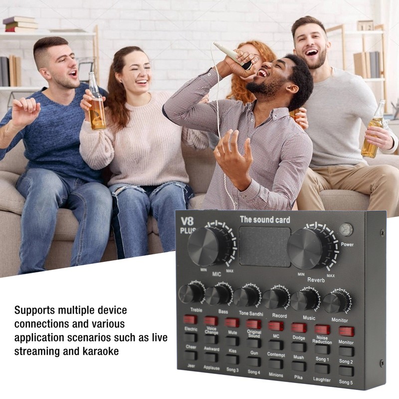 Live Sound Card with Built in Microphone Clear Recording Portable