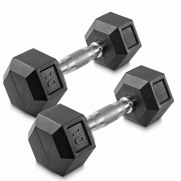 Venbytech for 10 lb Pair Rubber Coated Hex Dumbbell Set,