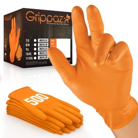 RAP Gloves (Pack of 500 Grippaz Nitrile Gloves Working Gloves Extremely Robust Non - Slip Ideal for Workshops Mechanics Industry Rubber Disposable Gloves (Orange, Small)