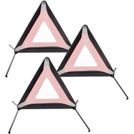 BOXI Pack of 3 Triangle Warning Frame Reflector Safety Kit Triangle Emergency Warning