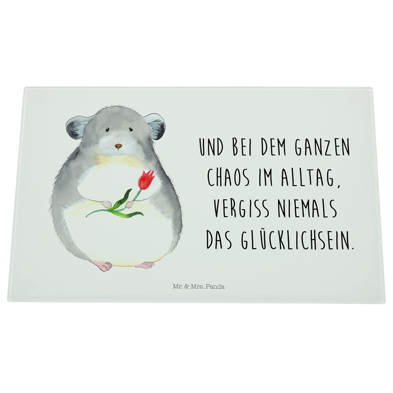 Mr. & Mrs. Panda Medium Glass Chopping Board Chinchilla Flower