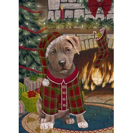 Christmas Stocking was Hung Pitbull Dog Jigsaw Puzzle for Adults - Animal Printed Interlocking Puzzle Game Artwork - Gift for Dog Lover's -1000 Pcs 29.5"x19.7", PZLE52015