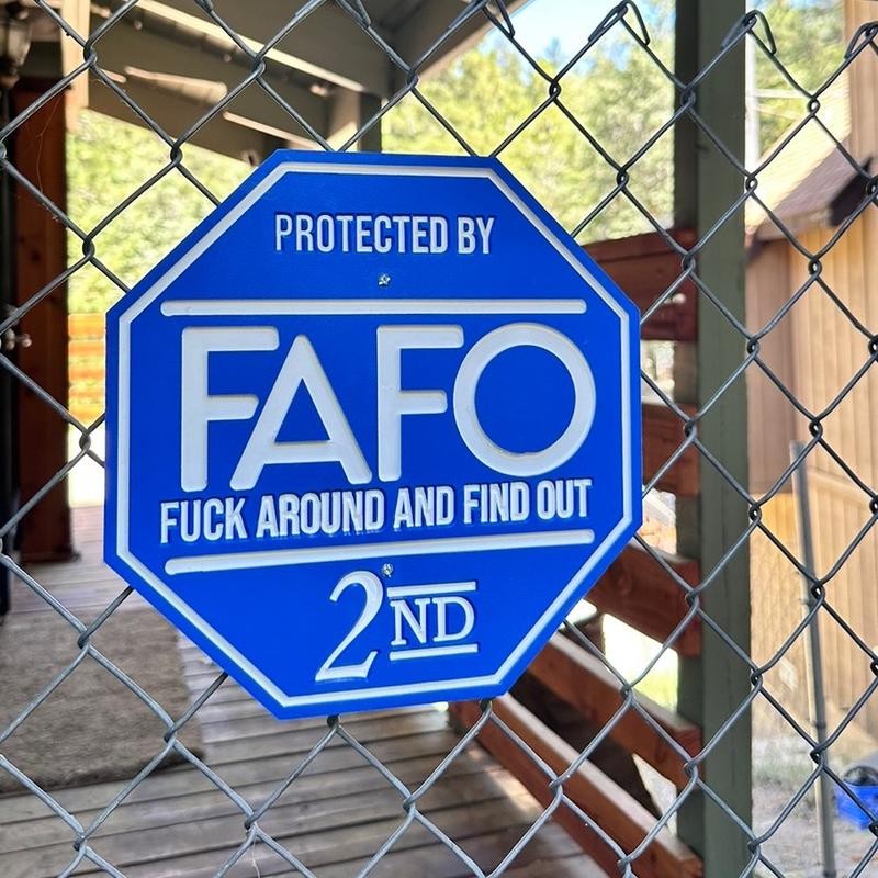 FAFO Security Sign and FENCE BRACKET - Color: HOA Friendly