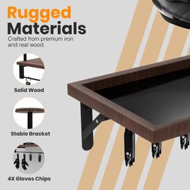 Motorcycle Helmet Holder Wall Mount, Helmet Tray with Glove Clips & Gear Hanger, Heavy-Duty Metal Storage Rack for Motorcycle, Bike, Snowboard, or Sports Helmets, Garage & Entryway Organizer