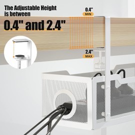 CIVPOWER Under Desk Cable Management Tray White, Cable Management Under Desk No Drill, 15.7Cable Tray with Clamp for Desk Wire Management,