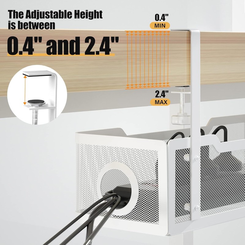 CIVPOWER Under Desk Cable Management Tray White, Cable Management Under