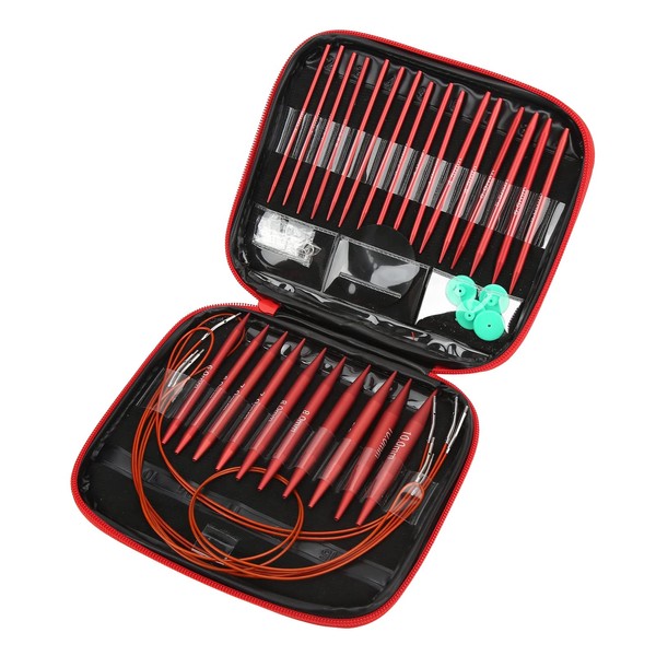 Interchangeable Circular Knitting Needles Set, 26 Pieces Aluminum Interchangeable Crochet