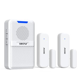 SECRUI Wireless Door Chime, 5 Adjustable Volume 600Ft Range 2 Magnetic Door open Contact Sensor with 62 Chimes Mute Mode Door Bell Plugin Receiver for Home/Office/Store (White)