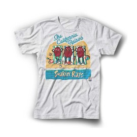 Summer Soakin' Rays Raisins T-Shirt ~ Vintage Retro Style California Grapevine Top ~ Claymation 80s ~ Adults Women Men Girl Boy Youth (M, Unisex, Gray/Silver)