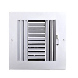HBW Four-Way Plastic Side Wall/Ceiling Register in White 6" w X 6" h for Duct Opening (Outside Dimension is 8" w X 8" h)
