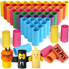MAPVOLUT 70 Pack Colorful Craft Tubes - 1.5x3.4 Inch Heavy-Duty Cardboard Tubes for DIY Crafts, Classroom Projects & Holiday Decorations | Premium Kraft Paper Tubes for Kids, Teachers & Artists