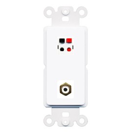 RiteAV 1 Port Speaker Plug Jack Wall Plate with 1 RCA for Subwoofer - Rocker [White]