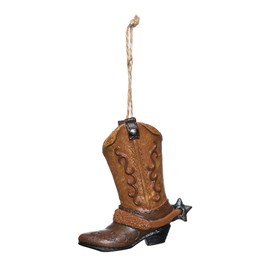Gallerie II Cowboy Boot with Spur Christmas Ornament Xmas Festive Winter Holidays Western Cowgirl Rodeo Ranch House Home Artificial Real Hanging Tree Resin Decor Decoration Brown