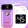 Pulidor de Uñas Profesional 45000 RPM,Taladro para Uñas Eléctrico de