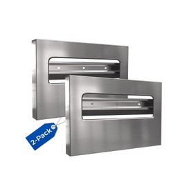 Toilet Seat Cover Dispenser Wall Mount (2-Pack) - Stainless Steel Commercial Toilet Seat Cover Holder with Enhanced Design for Easy Loading, Secure Fit, and Improved Mounting, by EnBath