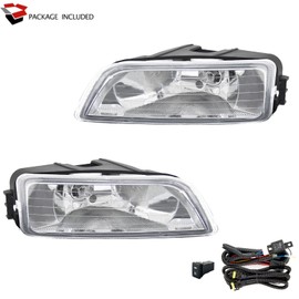 SPIEGEER Fog Lights Assembly for 2003 2004 2005 2006 2007 Honda Accord Sedan Replacement Kit with Wiring and Switch H11 12V 55W Halogen Bulbs(Clear Lens)
