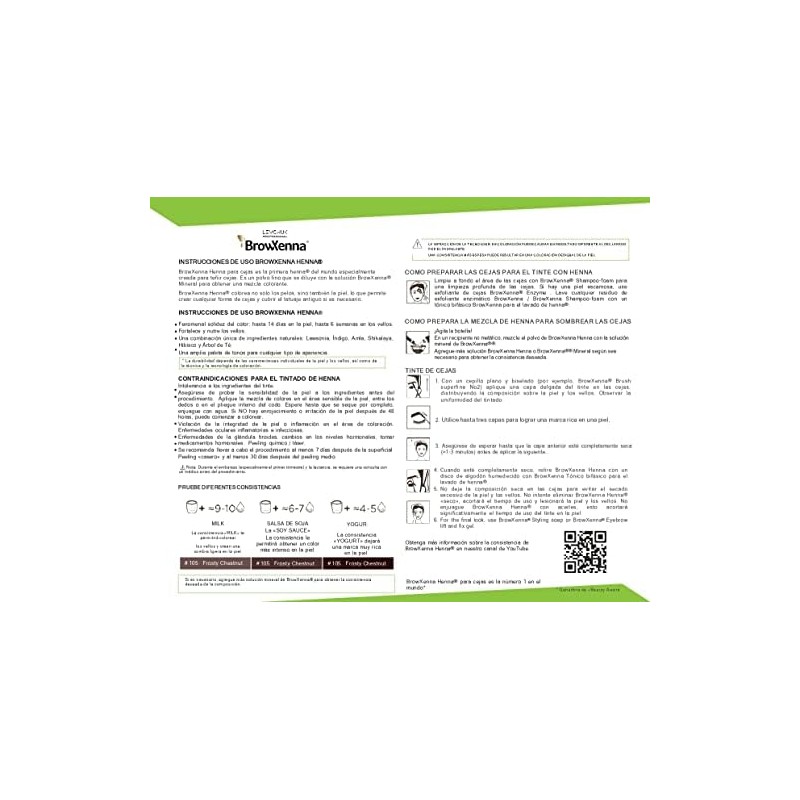 BrowXenna Brow Shampoo de 30 ml; para aplicación de Henna