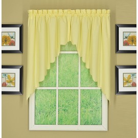 Today's Curtain, Orleans Scallop Curtain, Buttercup 38" Swag Pair, 60" W x 38" L, Buttercup