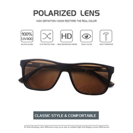 Global Glasses Men's Sunglasses Polarised UV400 Protection Square Sunglasses Golf/Driving/Fishing/Travel Glasses Sunglasses Fashion Outdoor, havane