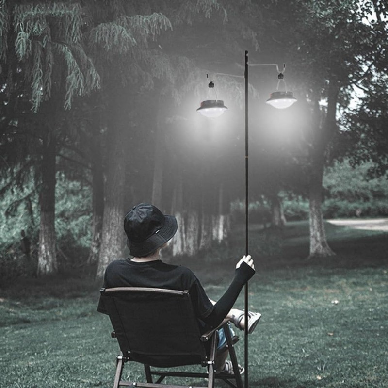 Lantern Stand, Lantern Pole, Double Hook, Foldable, Aluminum, Camping Light
