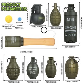 Tactical Toy-Grenade for CS Battle Game,8Pcs Fall Resistant Refillable Fun Impact,Hand Fake Grenade Toy with 100 Foam Ammo for 14+ Outdoor Sport,Green