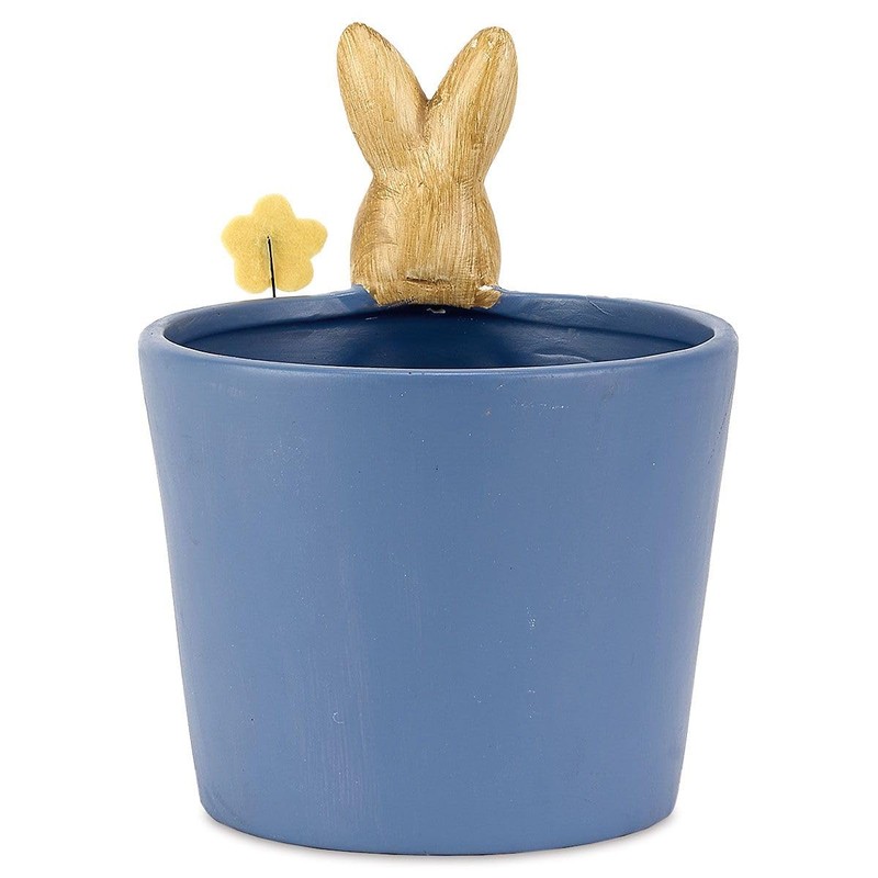 Current Blue Planter with Bunny - Spring, Easter Décor, Ceramic,