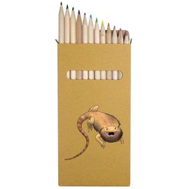 Azeeda 12 x 'Grumpy Bearded Dragon' Long 178mm Coloured Pencils/Pencil Set (PE00054639)