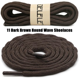 DELELE 2 Pair Round Wave Shape Non Slip Heavy Duty and Durable Outdoor Climbing Shoelaces Hiking Shoe Laces Shoestrings, 11 Dark Brown, 39 inch (100CM)