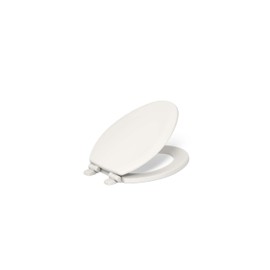 KOHLER Stonewood Quiet-Close, Elongated Toilet Seat Soft Close, Durable Wood, Easy Installation, Universal Fit, Home Essentials, Biscuit Finish, K-20466-96