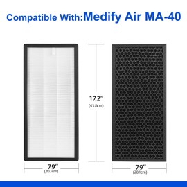YEEREAD Replacement Filter Fits MA#40 Air Purifier, Compatible with MA#40 Series - 3-in-1 Filter with Pre-filter, H13 HEPA, and Activated Carbon, Part #40
