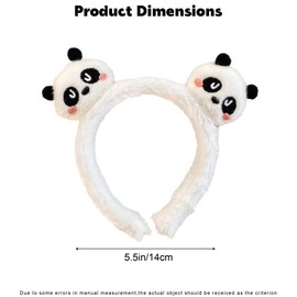 AEGYPIUS Plush Panda Headband Panda Animal Ears Pandaheadband Bear Ears Headband Cartoon Animal Ears Hair Accessories for Women Girls Spa Makeup (White)