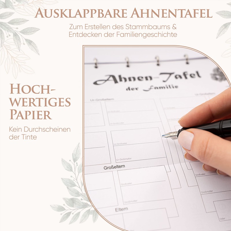 Family register - grey, velour, heart embossing, silver, family book