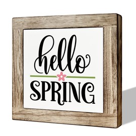 Spring Decor, Wooden Box Signs for Home Decor, Hello Spring Sign, Welcome Sign, Rustic Front Door Decor, Spring Wooden Hanging Sign Porch Decor, Spring Door Hanger, Spring Home Decor